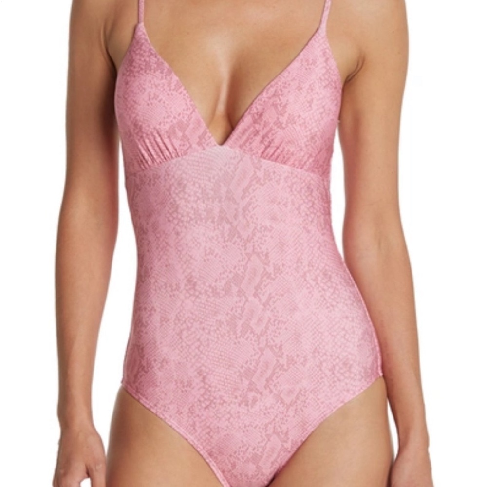 Splendid Women's Charmer Snake Print Lace-Up Back Tank One Piece Swimsuit